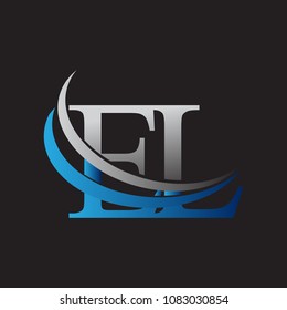 initial letter EL logotype company name colored blue and grey swoosh design. vector logo for business and company identity.