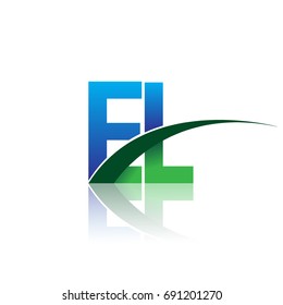 initial letter EL logotype company name colored blue and green swoosh design. vector logo for business and company identity.
