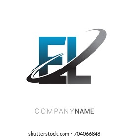 initial letter EL logotype company name colored blue and grey swoosh design. logo design for business and company identity.