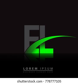 initial letter EL logotype company name colored green and black swoosh design. vector logo for business and company identity.
