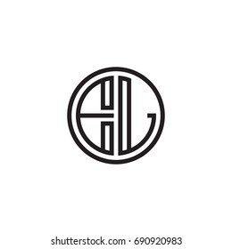 Initial letter EL, minimalist line art monogram circle logo, black color