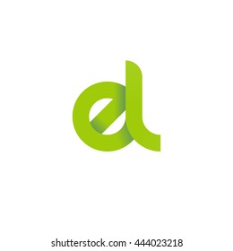 initial letter el modern linked circle round lowercase logo green