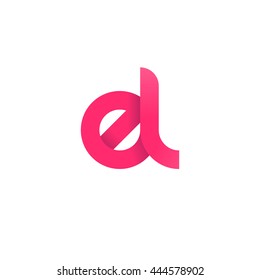 initial letter el modern linked circle round lowercase logo pink