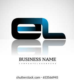 Initial letter EL uppercase modern and simple logo linked blue and black colored, isolated in white background. Vector design for company identity.