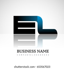 Initial letter EL uppercase modern and simple logo linked blue and black colored, isolated in white background. Vector design for company identity.