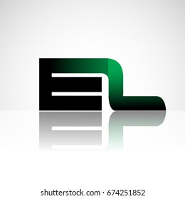 Initial letter EL uppercase modern and simple logo linked green and black colored, isolated in white background. Vector design for company identity.