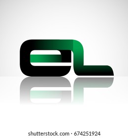 Initial letter EL uppercase modern and simple logo linked green and black colored, isolated in white background. Vector design for company identity.
