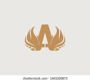 Initial Letter A Elegant Flaming Wings Emblem Monogram Logo
