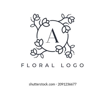 initial letter A Elegant Flower Logo Vector Design illustrations Template. 
Vector Logo design for natural products, flower shop, cosmetics, Organic, ecology concepts, health, spa.