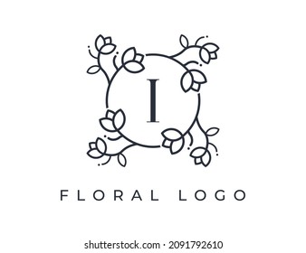 initial letter I Elegant Flower Logo Vector Design illustrations Template. 
Vector Logo design for natural products, flower shop, cosmetics, Organic, ecology concepts, health, spa.