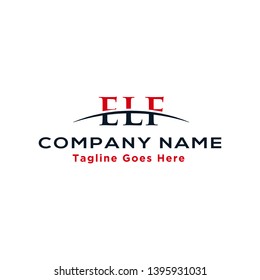 Initial letter ELF, overlapping movement swoosh horizon logo company design inspiration in red and dark blue color vector