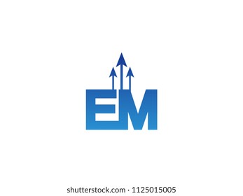 Initial Letter EM Arrow Chart Finance Business