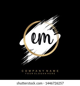 Initial letter EM beautiful handwriting logo vector template