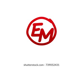 The initial letter EM handwritten logo