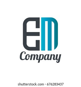 Initial Letter EM Linked Box Design Logo