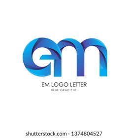 Initial Letter em Linked Circle Lowercase Logo Blue Icon Design Template Element with gradient - Vector