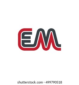 Initial Letter EM Linked Design Logo Red Black
