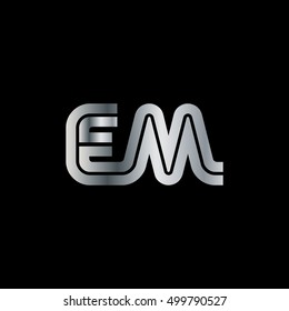 Initial Letter EM Linked Design Logo Silver