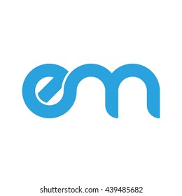 initial letter em linked round lowercase logo blue