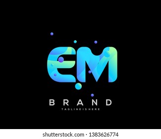 Initial letter EM logo with colorful background, letter combination logo design for creative industry, web, business and company. - Vector