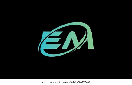 Initial Letter EM Logo. Creative And Modern EM logo Design on black background.