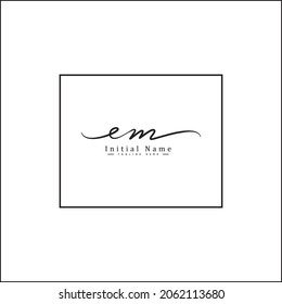 Initial Letter EM Logo - Handwritten Signature Style Logo