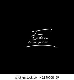 Initial Letter Em Logo - Handwritten Signature Logo