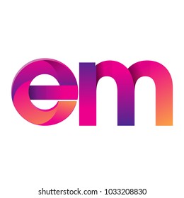 Initial Letter EM Logo Lowercase, magenta and orange, Modern and Simple Logo Design.