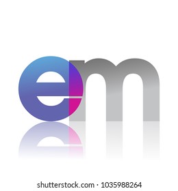 Initial Letter EM Lowercase overlap Logo Blue, pink and grey, Modern and Simple Logo Design.