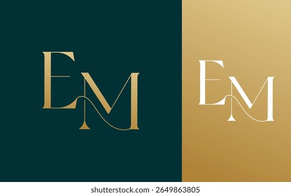 Letra inicial EM ME logotipo design vetor ilustração para casal, casamento e negócios