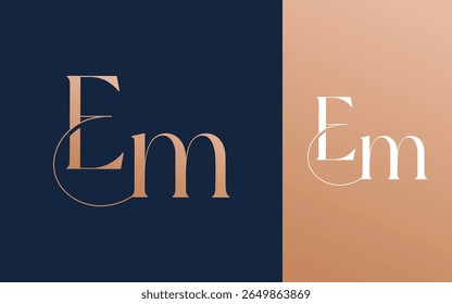 Letra inicial EM ME logotipo design vetor ilustração para casal, casamento e negócios