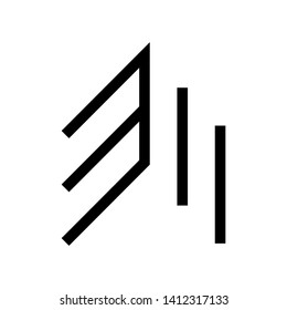 Initial letter em minimalist typographic art monogram shape business brand identity logo, black color on white background.