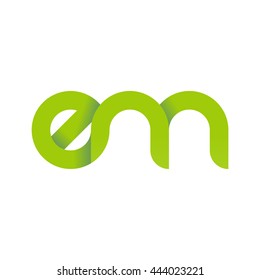 initial letter em modern linked circle round lowercase logo green