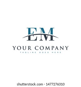 Initial letter EM, overlapping movement swoosh horizon logo company design inspiration in blue and gray color vector