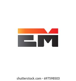 Initial letter EM, straight linked line bold logo, gradient fire red black colors