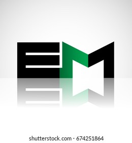 Initial letter EM uppercase modern and simple logo linked green and black colored, isolated in white background. Vector design for company identity.