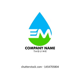 Initial Letter EM With Water Drop Logo