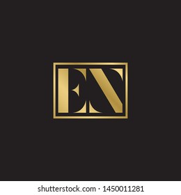 Initial letter en e n uppercase modern logo design template elements. Gold letter Isolated on black  background. Suitable for business, consulting group company.