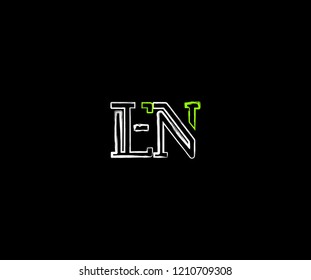 Initial Letter EN Linear Grunge Brush Stroke Modern Logotype