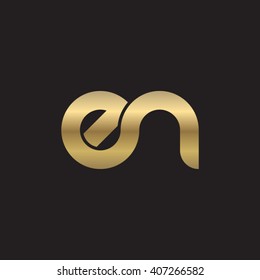 initial letter en linked circle lowercase logo gold black background