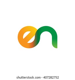 initial letter en linked circle lowercase logo orange green