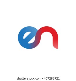 initial letter en linked circle lowercase logo blue red