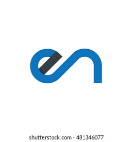 Initial Letter EN Linked Circle Lowercase Logo Blue Black