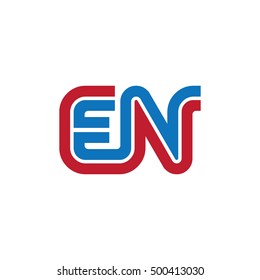 Initial Letter EN Linked Design Logo Red Blue