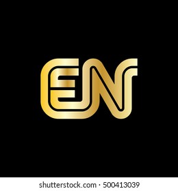 Initial Letter EN Linked Design Logo Gold