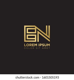 Initial Letter EN linked uppercase overlap modern gold logo vector design template. Suitable for business, consulting group company.