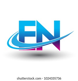 initial letter EN logotype company name colored blue and magenta swoosh design. vector logo for business and company identity.