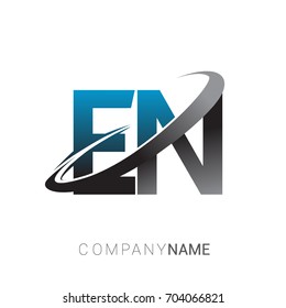 initial letter EN logotype company name colored blue and grey swoosh design. logo design for business and company identity.