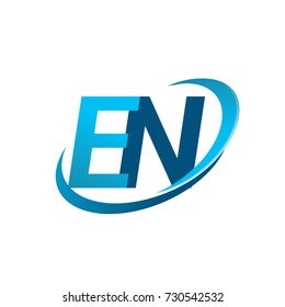 initial letter EN logotype company name colored blue swoosh design concept. vector logo for business and company identity.