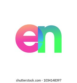 Initial Letter EN Lowercase Logo green, pink and Blue, Modern and Simple Logo Design.